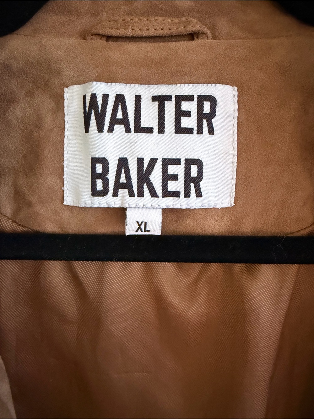 Walter Baker 100% Goat Suede Moto Jacket XL Camel Tan Leather Biker Silver View 3